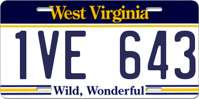 WV license plate 1VE643