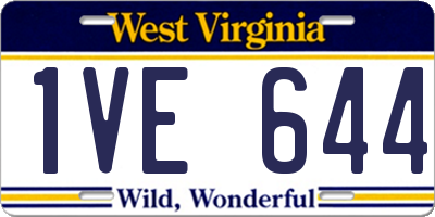 WV license plate 1VE644