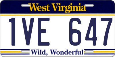 WV license plate 1VE647