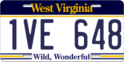 WV license plate 1VE648