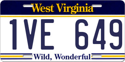 WV license plate 1VE649