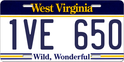 WV license plate 1VE650