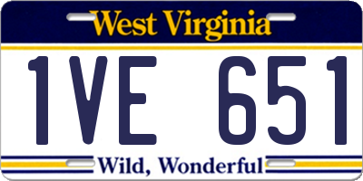 WV license plate 1VE651