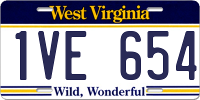 WV license plate 1VE654
