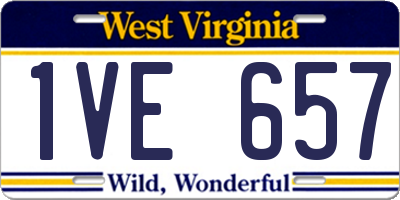WV license plate 1VE657