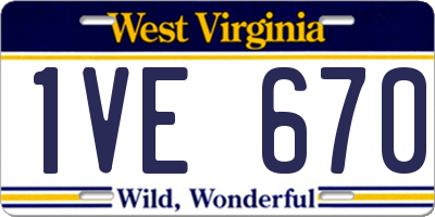 WV license plate 1VE670
