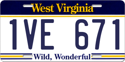 WV license plate 1VE671