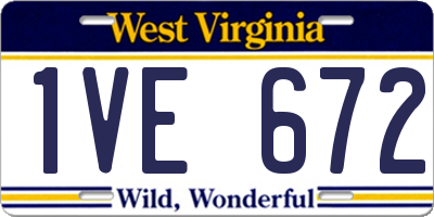 WV license plate 1VE672
