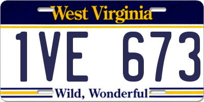 WV license plate 1VE673