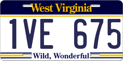 WV license plate 1VE675
