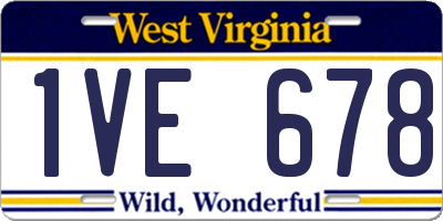 WV license plate 1VE678