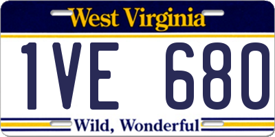 WV license plate 1VE680