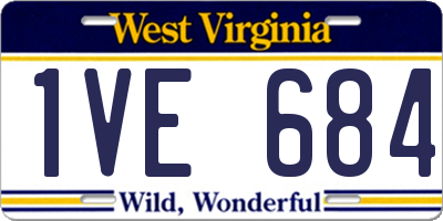 WV license plate 1VE684