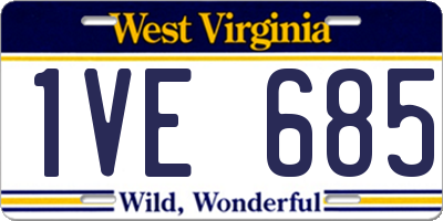 WV license plate 1VE685