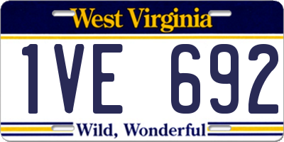 WV license plate 1VE692
