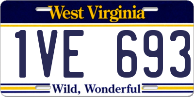 WV license plate 1VE693