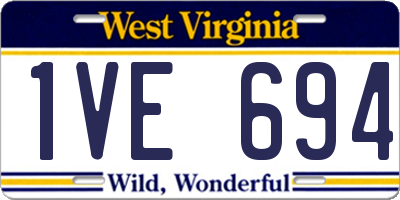 WV license plate 1VE694