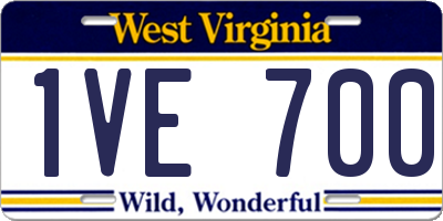 WV license plate 1VE700