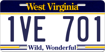 WV license plate 1VE701