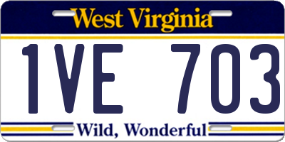 WV license plate 1VE703