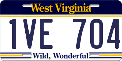 WV license plate 1VE704