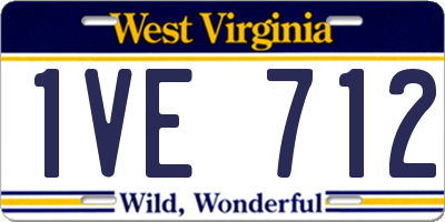 WV license plate 1VE712