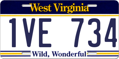 WV license plate 1VE734