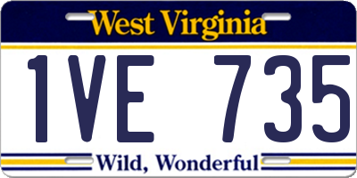 WV license plate 1VE735