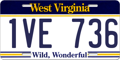 WV license plate 1VE736