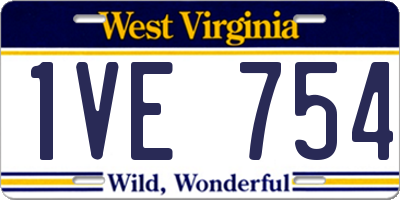 WV license plate 1VE754