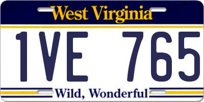 WV license plate 1VE765