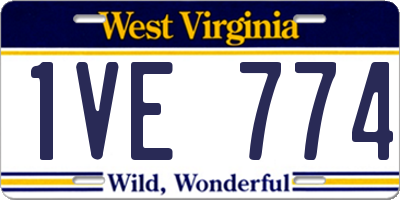 WV license plate 1VE774