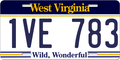 WV license plate 1VE783