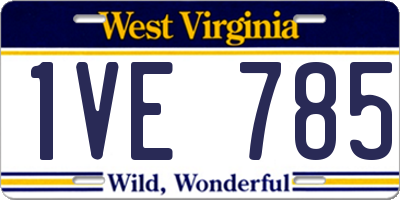 WV license plate 1VE785
