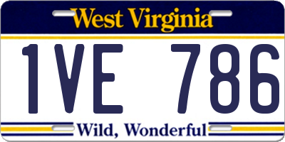 WV license plate 1VE786