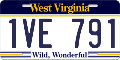 WV license plate 1VE791