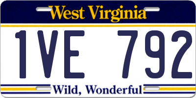 WV license plate 1VE792