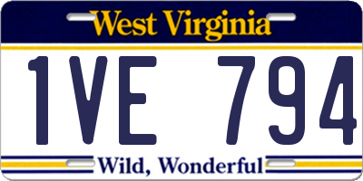WV license plate 1VE794