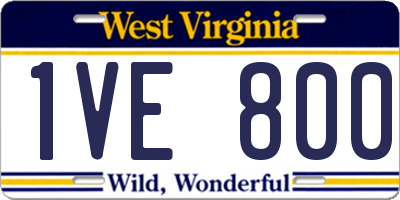 WV license plate 1VE800