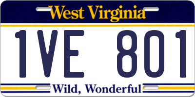 WV license plate 1VE801