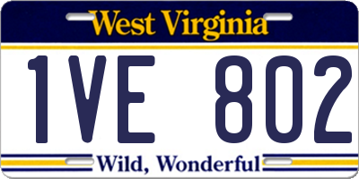 WV license plate 1VE802