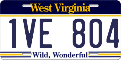WV license plate 1VE804