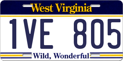 WV license plate 1VE805