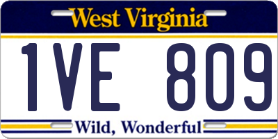 WV license plate 1VE809