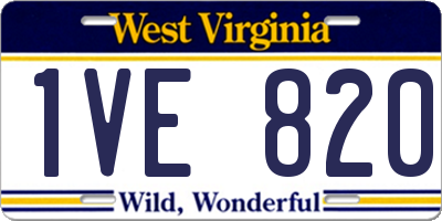 WV license plate 1VE820