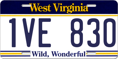 WV license plate 1VE830