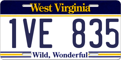 WV license plate 1VE835