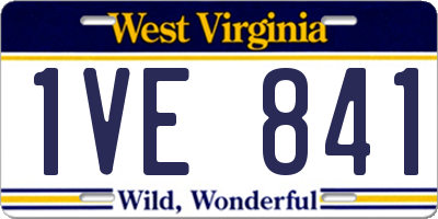 WV license plate 1VE841