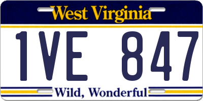 WV license plate 1VE847