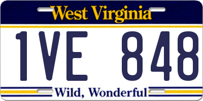 WV license plate 1VE848